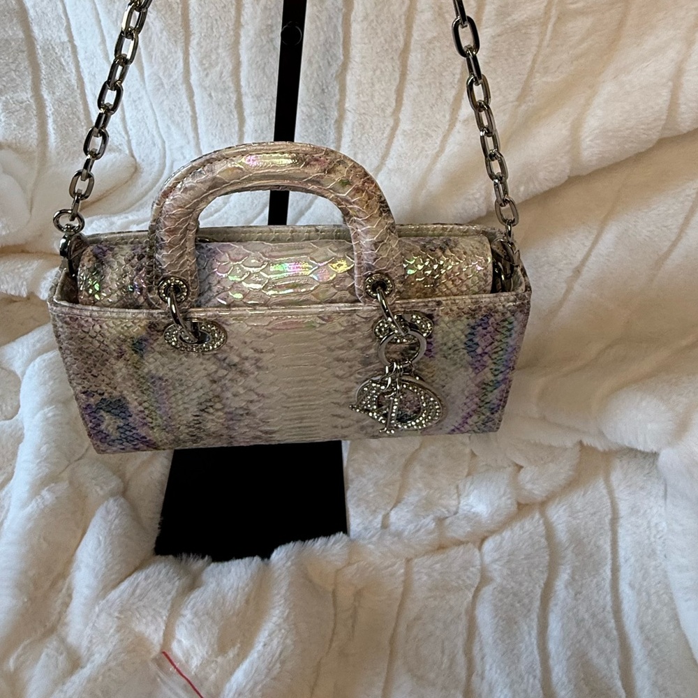 Elegant Multicolor Python Leather Handbag - image 3